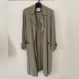 ZARA Olive Green Trench Coat | Draped Style | Size S - Never Worn